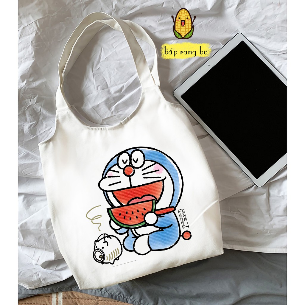 TÚI TOTE TRÒN DORA EMON P2 [CÓ KHÓA + TÚI CON] - VẢI CANVAS